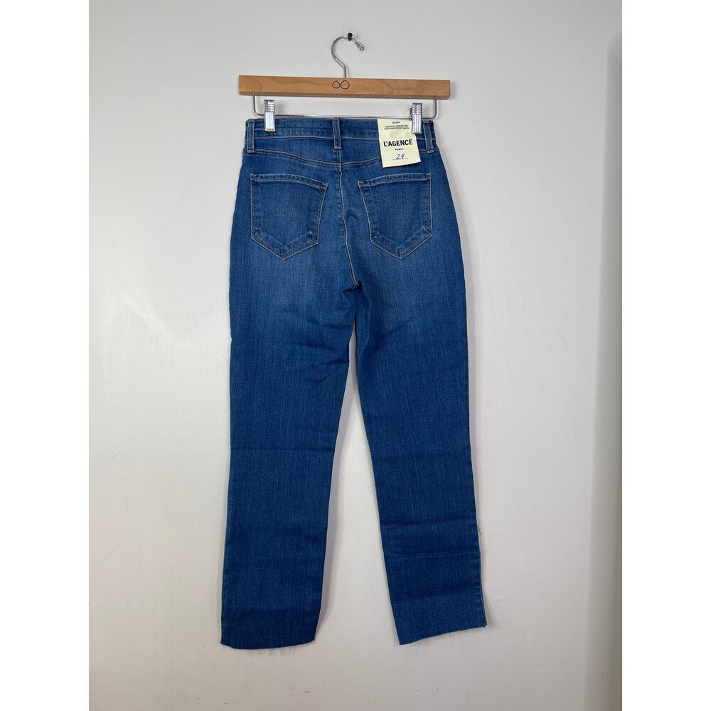 NWT L'agence Raw Hem Sada High Rise Crop Laredo Wash Denim Blue Slim Jean - Picture 6 of 7